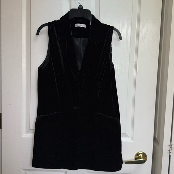 Coldwater Creek Jackets & Blazers - Coldwater Creek women's 12 sleeveless lined tunic black velour collar 1 button